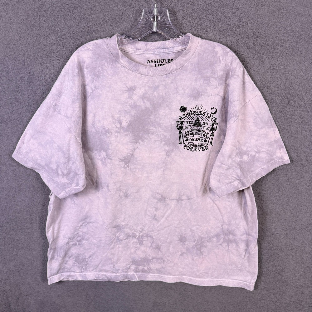 Assholes*s Live Forever T-Shirt Mens XXL Lilac Tie Dye Ouija Board Skeletons